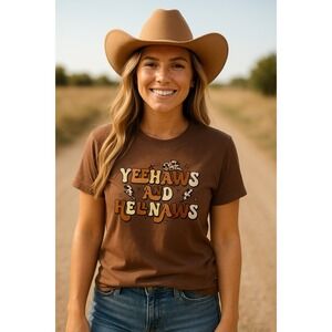 Women's TShirt Yeehaws And Hellnaws Southern Tee Short Sleeve